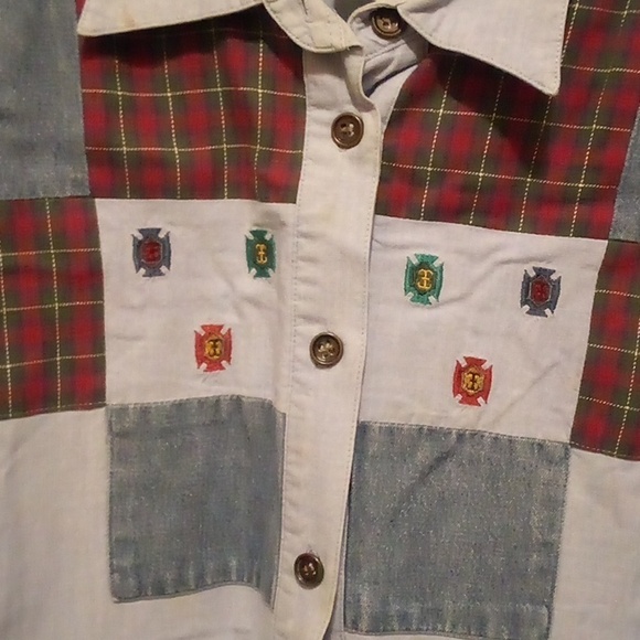 Koret City Blue Mid To Long Sleeve Patchwork Blouse - Medium - Picture 4 of 8